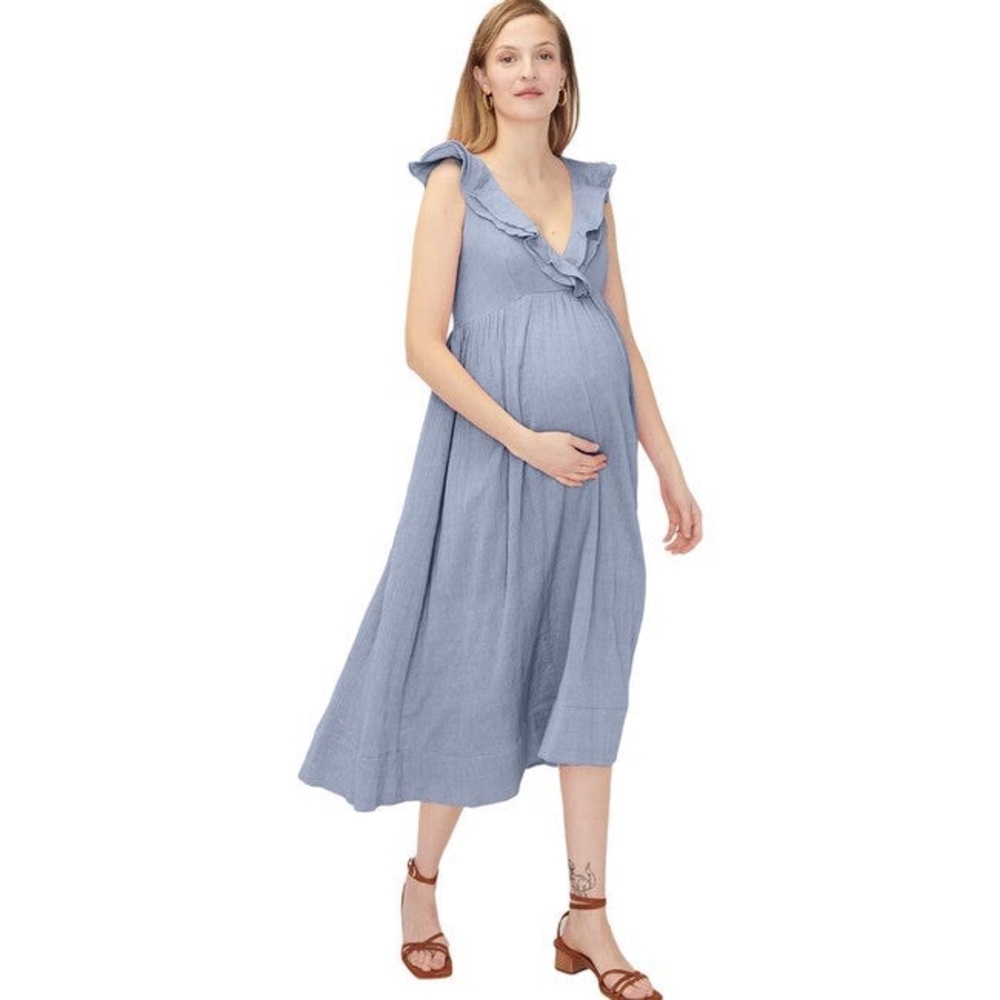 Hatch Maternity The Sarah Dress in Steel Blue